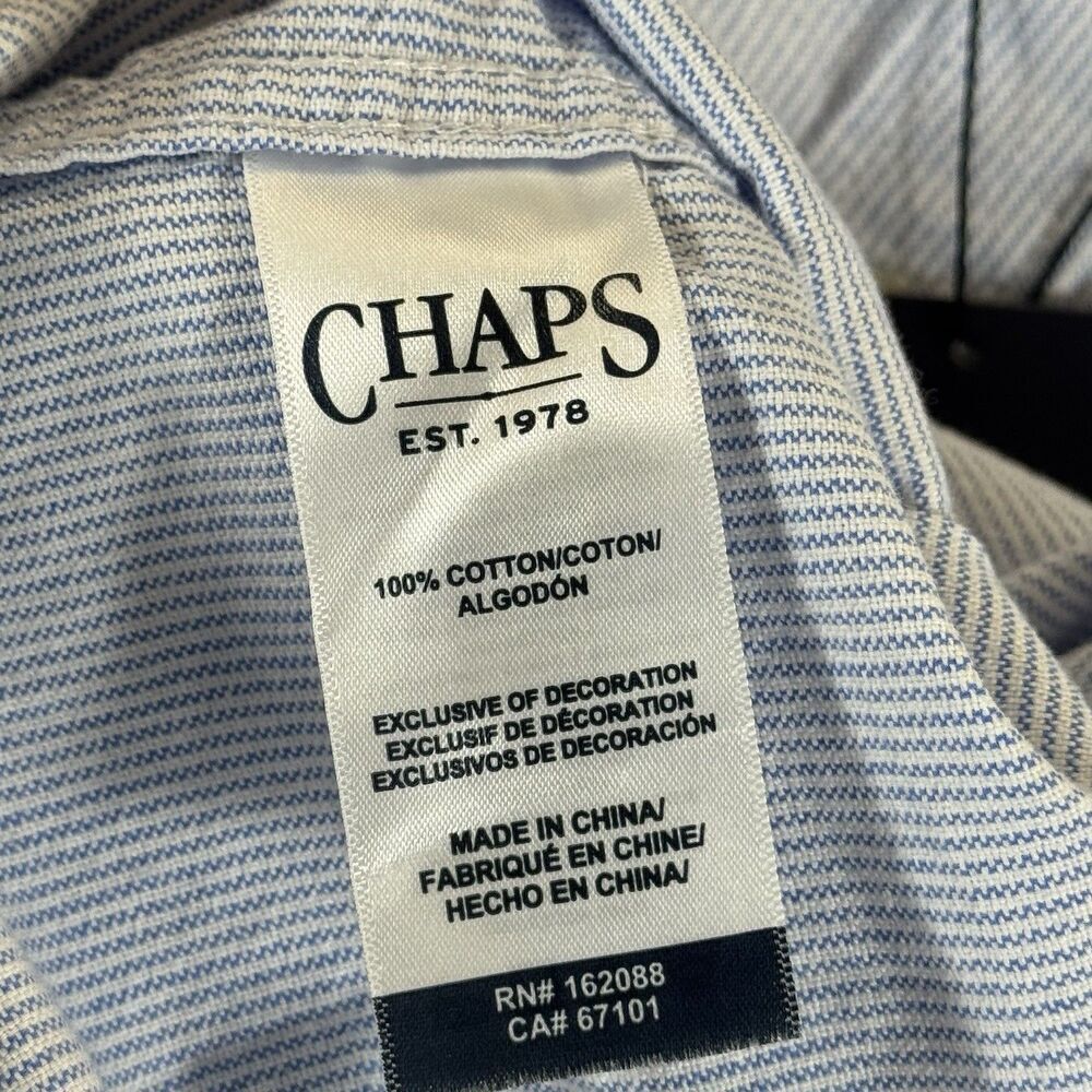 NWT Chaps XL Men Striped Seacoast Wash 100% Fine Soft Cotton Oxford Woven Shirt - Picture 6 of 12